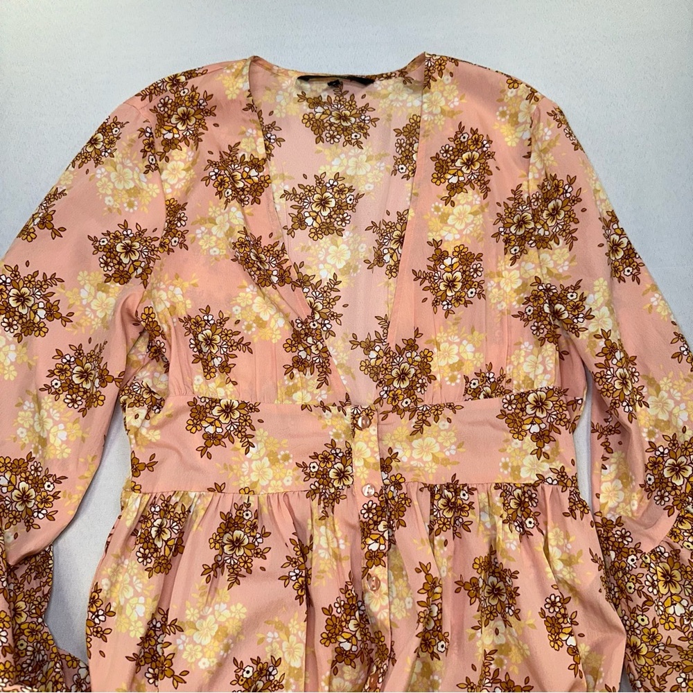 Vera Moda Floral Eavis Maxi Dress In Rose Tan Size M Romantic Wedding - Picture 6 of 16